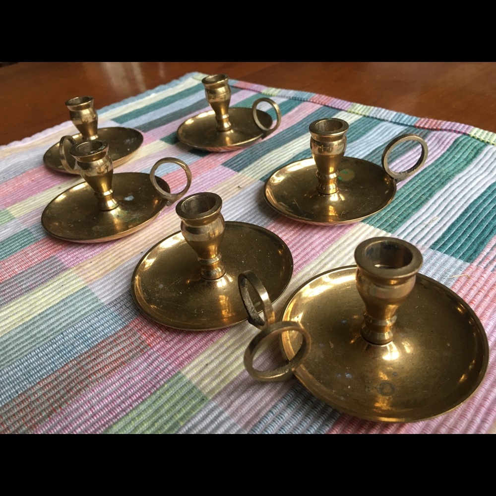 Vintage Mini Brass Candlesticks (set of 6)
